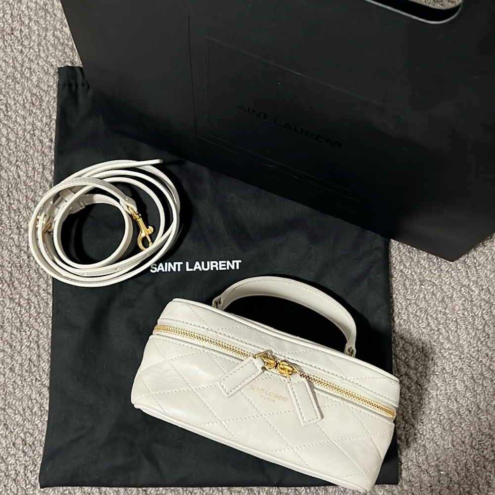 Saint Laurent East/West Vanity Case Quilted Leather Top Handle Bag